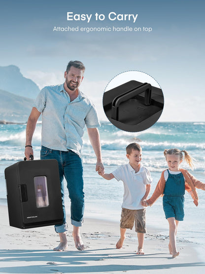 FOHERE Mini Kühlschrank 15L mit Kühl- und Heizfunktion, Schwarz