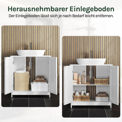 WOLTU Waschbeckenunterschrank mit 2 Türen, weiss, MDF, 60x30x60 cm