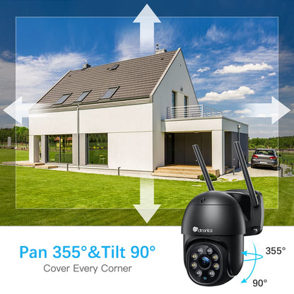 Ctronics PTZ Überwachungskamera Aussen WLAN – 2K Schwarz 2er-Set