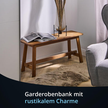 KHG Holzbank Sitzbank 100cm - Eiche Massiv Landhaus