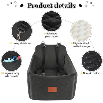 INDYBUD Memory Foam Hundeautositz erhöht – Schwarz, Mittel