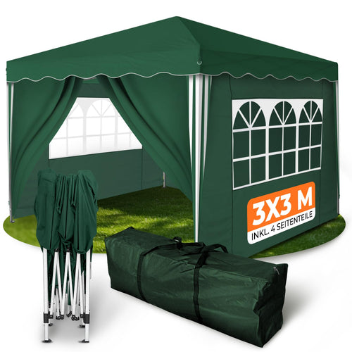 Kronenburg Faltpavillon 3x3m Wasserdicht Grün - 4 Seitenteile