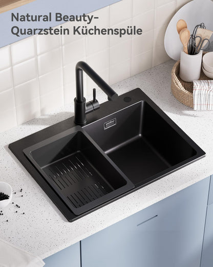 Sofetiy Granit Küchenspüle – Schwarz 60x45cm Einzelbecken