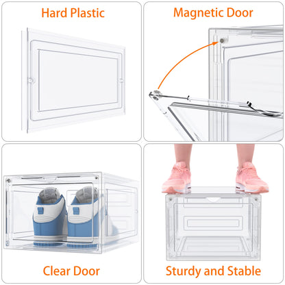 HOMIDEC Schuhboxen Stapelbar – 12er Set Transparent für Grösse 46