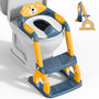 KYYOKE Toilettensitz Kinder mit Treppe, 2-in-1 Toilettentrainer, blau-gelb mit drei Trittstufen