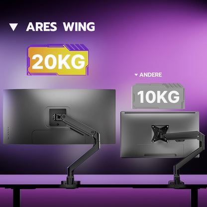 ARES WING Monitor Arm Gasfeder 17-49 Zoll - Schwarz