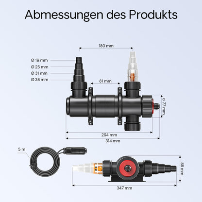 SunSun CUV-111 UVC Teichklärer 11 W 1700 l/h für Teichfilter