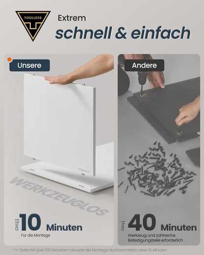 SONGMICS HOME Bücherregal LBC196W01 – Werkzeuglos, 4 Schubladen, Weiss