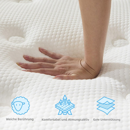 Hiimgo Taschenfederkern Matratze 90x200 H3 7-Zonen