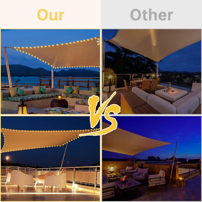ABIUBIU Sonnensegel 3x4 m wasserdicht mit LED-Solar-Lichterkette beige