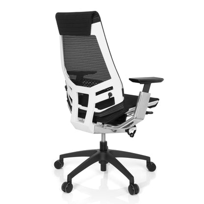 hjh OFFICE GENIDIA SMART Drehstuhl Weiss Netzstoff Schwarz