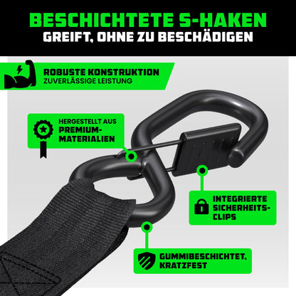 Rhino USA Selbstaufrollende Spanngurte 2er-Pack, 5 cm x 3 m, Schwarz