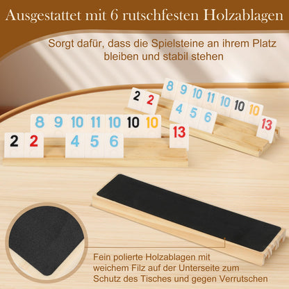 SOOPOTAY Rummy Cup Spiel mit 160 Melamin-Steinen und 6 Holzablagen