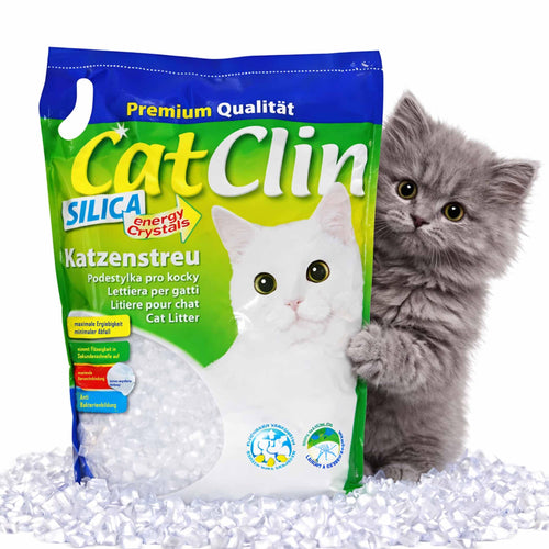 Catclin Magic Silikat Katzenstreu, staubarm, 32 l (4 x 8 l) – Silikat-Streu für die Katzentoilette