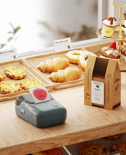 NIIMBOT B1 Bluetooth Etikettendrucker Set mit 3 Etikettenrollen, blau