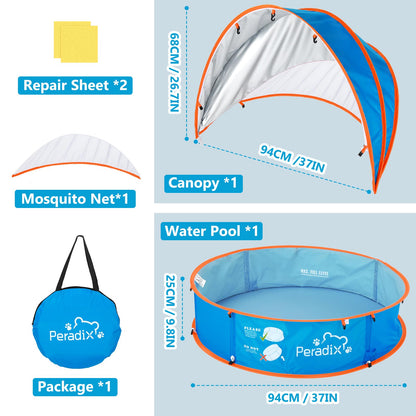 Peradix 4-in-1 Pop-Up Baby Planschbecken mit UV-Schutz und Moskitonetz