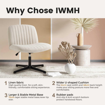 IWMH Bürostuhl ohne Rollen, ohne Armlehnen – Beige