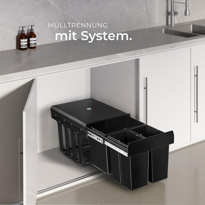 tectake Mülltrennsystem Einbau 3 Fächer (2x 8L + 15L)