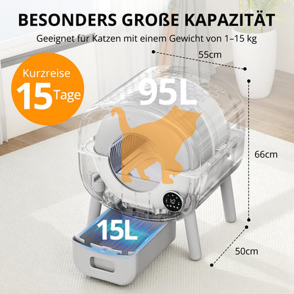 PHOTONSPACE Selbstreinigende Katzentoilette XXL 95L mit App-Steuerung