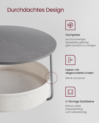 VASAGLE Couchtisch LCT244G01 mit Stauraum - zementgrau-cremeweiss