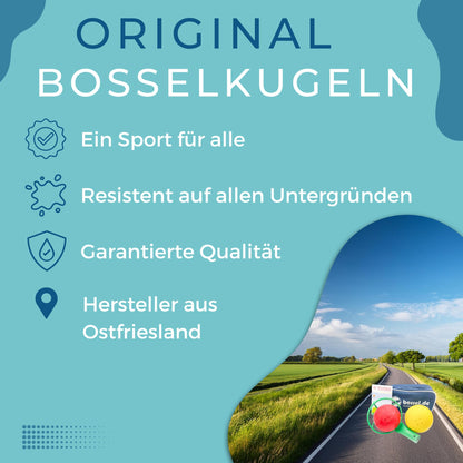 Bosselset Komplettset 2 Kugeln, Kraber & Tasche - gelb/rot