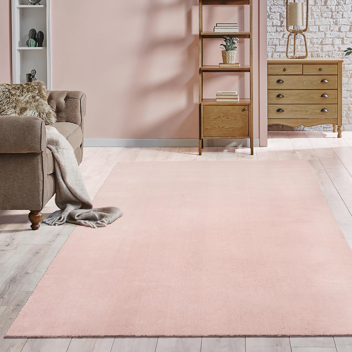 the carpet Relax Kurzflor-Teppich Blush waschbar 160 x 220 cm mit weichem Flor in Felloptik