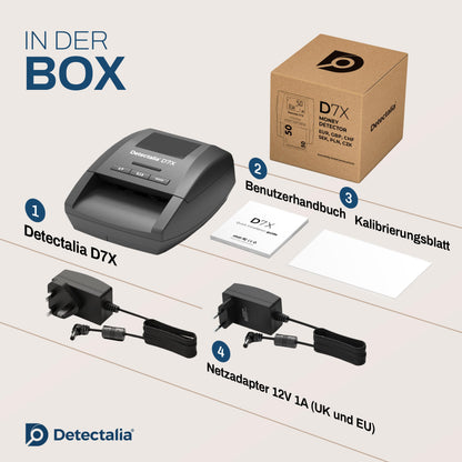 Detectalia D7X Falschgeldprüfer Zählmaschine – für Euro, CHF, GBP
