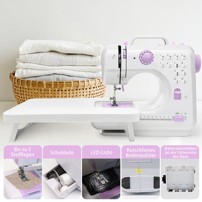 EasySew 12-Stiche Mini-Nähmaschine tragbar – mit Anschiebetisch