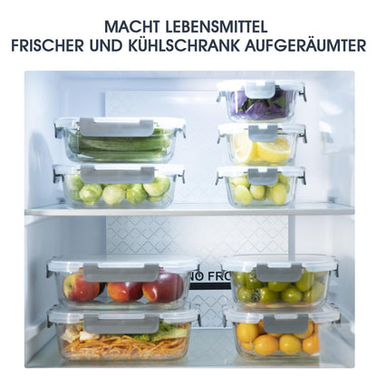 GENICOOK Glas-Frischhaltedosen Set 18-teilig, luftdicht, BPA-frei