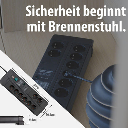 Brennenstuhl Premium-Line Steckdosenleiste 8-fach Überspannungsschutz 3m schwarz
