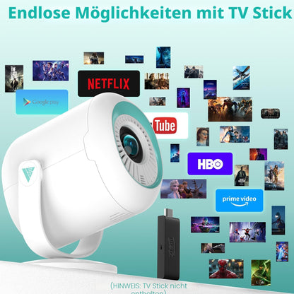 Nasin VF211WF Mini Beamer 1080P Full HD mit WiFi 6 und Bluetooth