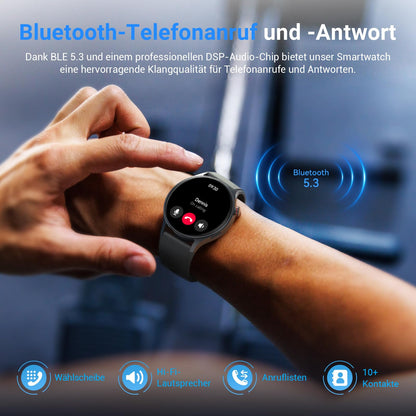 Fitpolo AR01 Smartwatch rund mit Telefonfunktion, AMOLED, schwarz