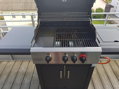 GFTIME Grillrost und Grillplatte aus Gusseisen, 43 x 62,5 cm