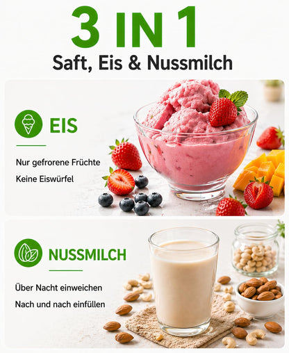 TUUMIIST TM780SJ Slow Juicer, 3 L, 150 mm Einfüllschacht, schwarz