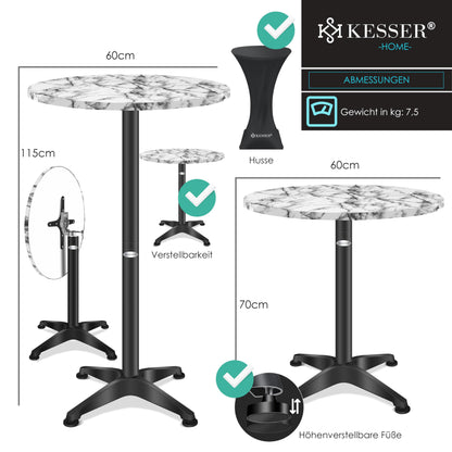 KESSER 2in1 Klapp-Stehtisch höhenverstellbar – Husse Marmor