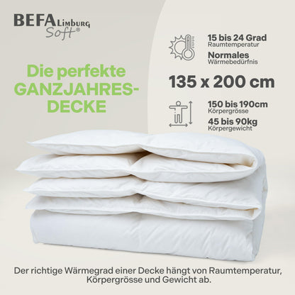BEFA SOFT Daunendecke Ganzjahr Feder-/Daunenbett 90/10 - 135x200 cm