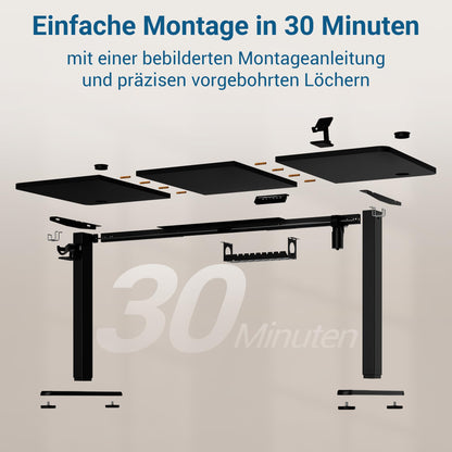VFU Elektrischer Stehpult 140x60 cm USB-C Schwarz Pro