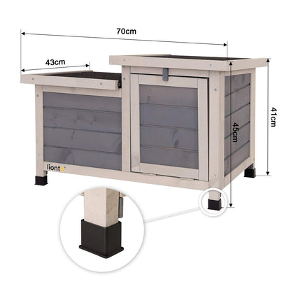 lionto Kaninchenstall Holz Hasenstall - 70x43x45 cm 2 Eingänge