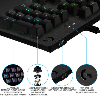 Logitech G512 Mechanische Gaming-Tastatur GX Brown – Schwarz QWERTZ