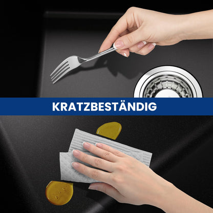 CECIPA Granit Küchenspüle Schwarz 40x45cm - 1 Becken