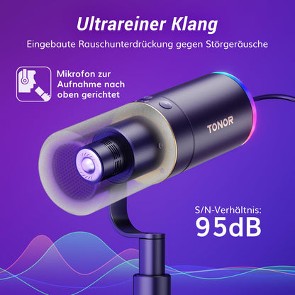 TONOR TD520S+LP Dynamisches Mikrofon mit USB/XLR und Mikrofonarm