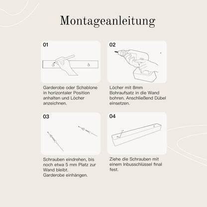 Designfabrik Hamburg Wandgarderobe Metall 80cm Matt Schwarz