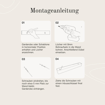 Designfabrik Hamburg Wandgarderobe schwarz 57 cm, versteckte Haken