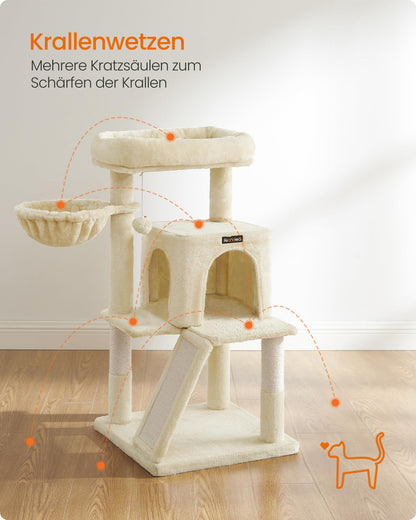 Feandrea Kratzbaum PCT51M, 96 cm, Katzenbaum mit Hängematte, beige