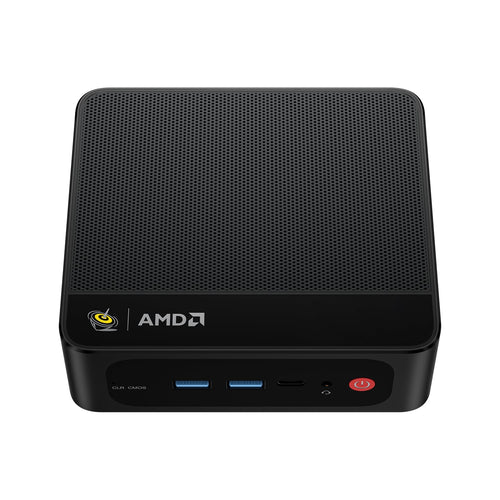 Beelink SER5 Mini PC - AMD Ryzen 5 5500U, 32GB RAM, 500GB SSD. Schwarzer, kompakter Quader für tägliche Anwendungen.