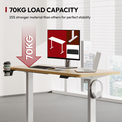 SANODESK 110x54 Höhenverstellbarer Schreibtisch - Ahorn