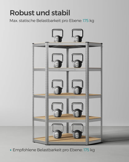 SONGMICS Eckregal 5 Ebenen, Schwerlastregal aus Metall, 875 kg