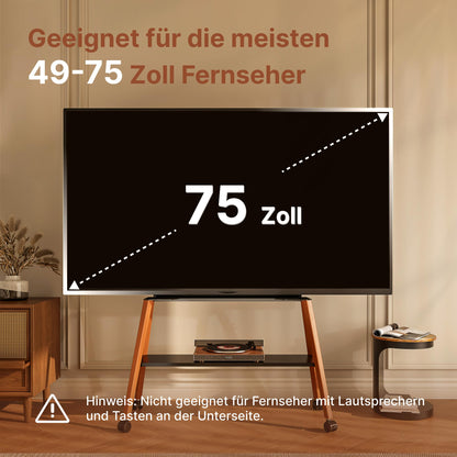 ECOTINY Easel Beweglicher TV Ständer Rollen 49-75 Zoll (bis 40kg)