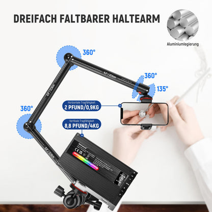 NEEWER TL253A+MH022 Kamera Tischhalterung - Teleskop 1.2m Klapparm