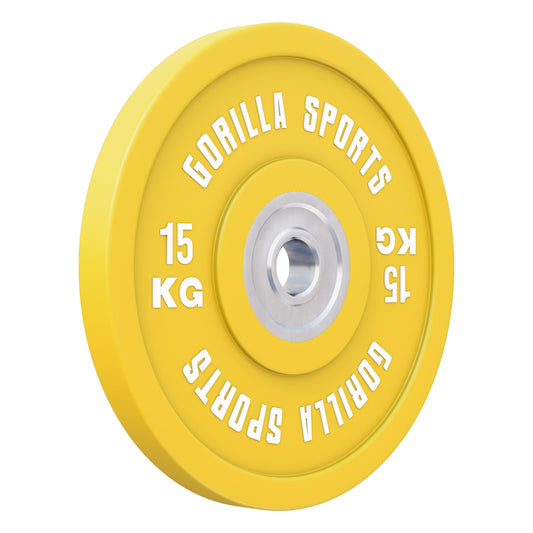 GORILLA SPORTS® Bumper Plate. Runde, schwarze 50mm Hantelscheibe für Gewichtstraining, stoßdämpfend.